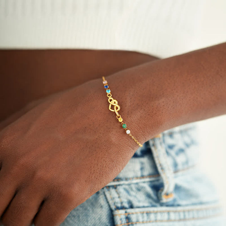 Olivenorma Braccialetto regalo personalizzato con nodo a cuore da 1 a 8 pietre portafortuna - image 4