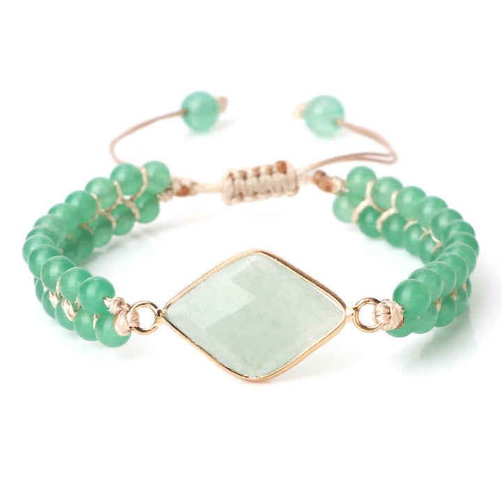 Bracciale di perline intrecciate a doppia fila in pietra naturale Olivenorma 