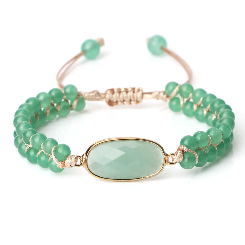 Bracciale di perline intrecciate a doppia fila in pietra naturale Olivenorma 
