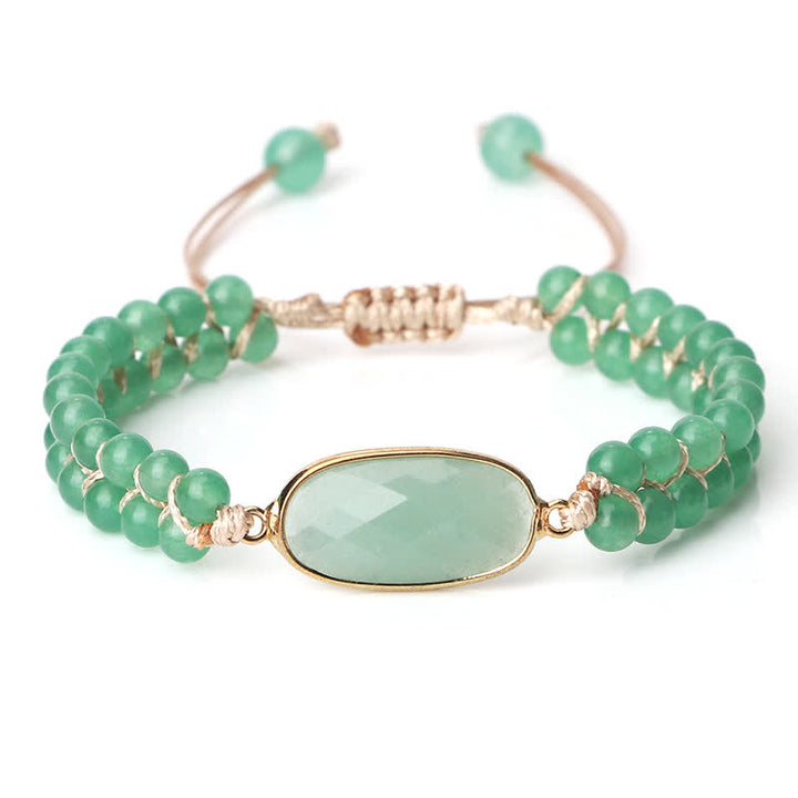 Bracciale di perline intrecciate a doppia fila in pietra naturale Olivenorma 