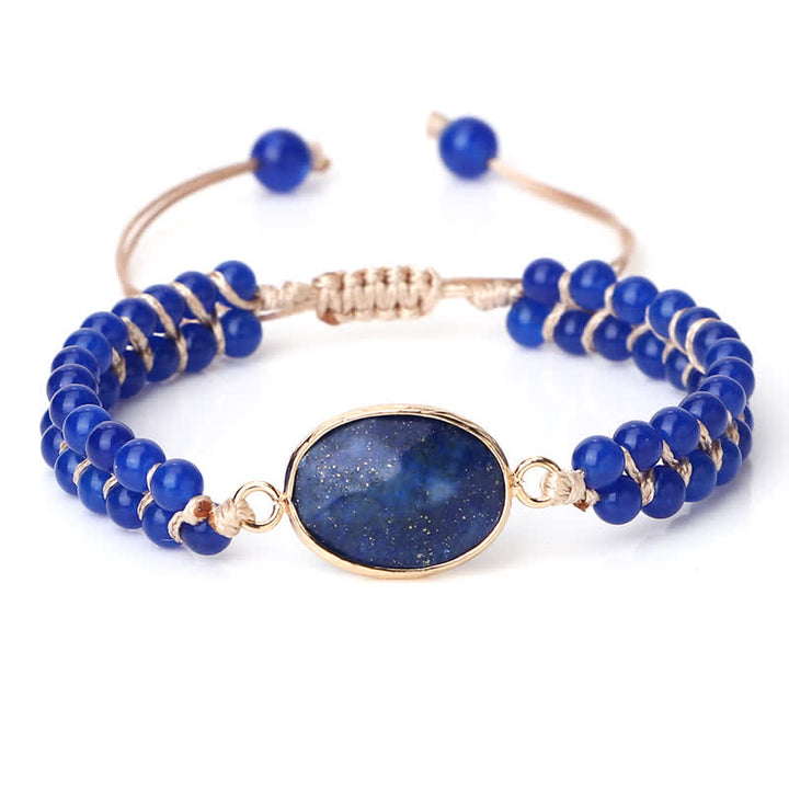 Bracciale di perline intrecciate a doppia fila in pietra naturale Olivenorma 