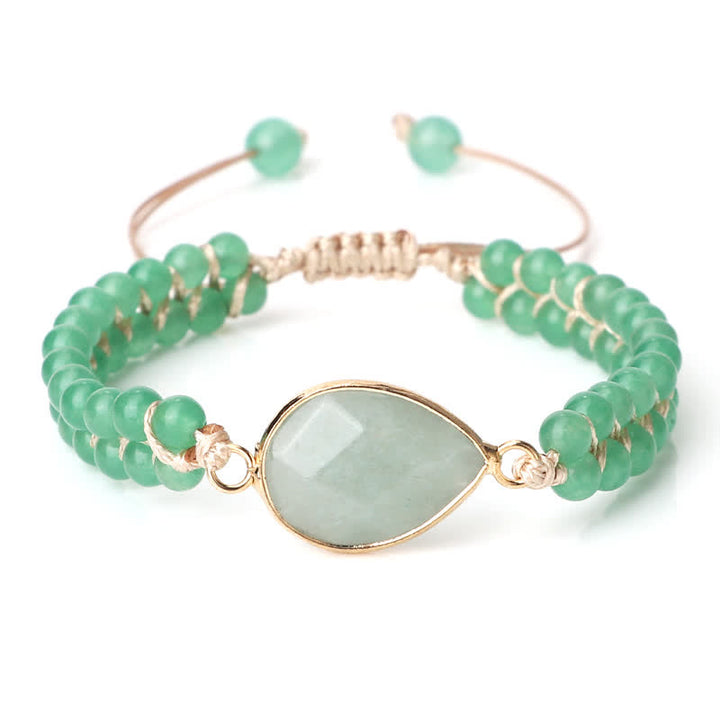 Bracciale di perline intrecciate a doppia fila in pietra naturale Olivenorma 