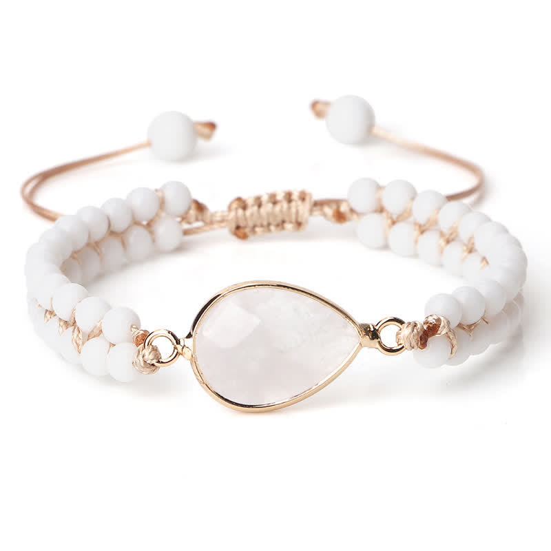 Bracciale di perline intrecciate a doppia fila in pietra naturale Olivenorma 