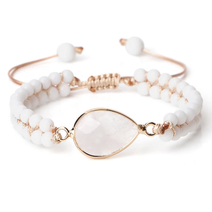 Bracciale di perline intrecciate a doppia fila in pietra naturale Olivenorma 