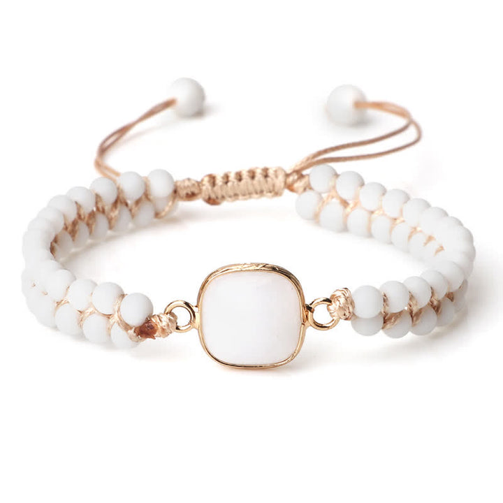 Bracciale di perline intrecciate a doppia fila in pietra naturale Olivenorma 