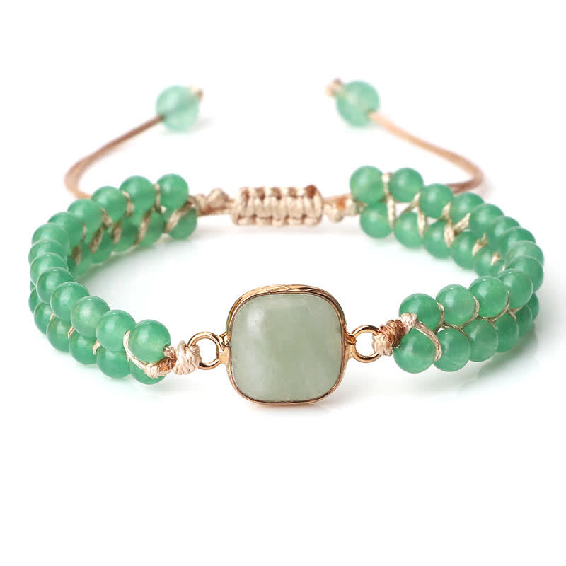 Bracciale di perline intrecciate a doppia fila in pietra naturale Olivenorma 