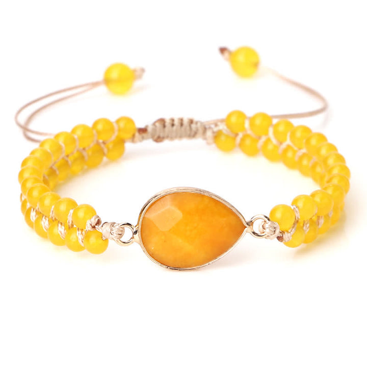Bracciale di perline intrecciate a doppia fila in pietra naturale Olivenorma 