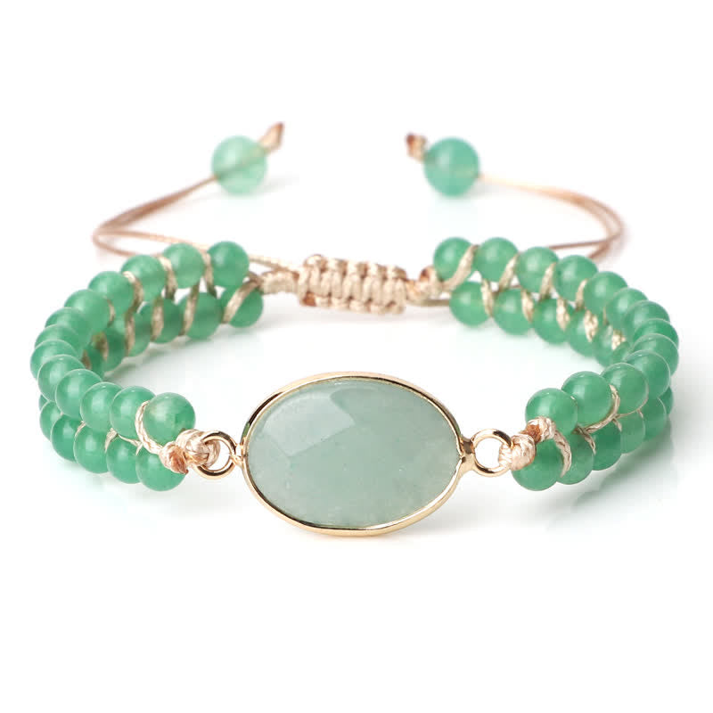 Bracciale di perline intrecciate a doppia fila in pietra naturale Olivenorma 