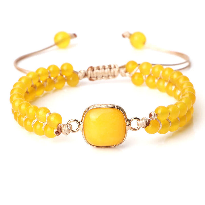 Bracciale di perline intrecciate a doppia fila in pietra naturale Olivenorma 