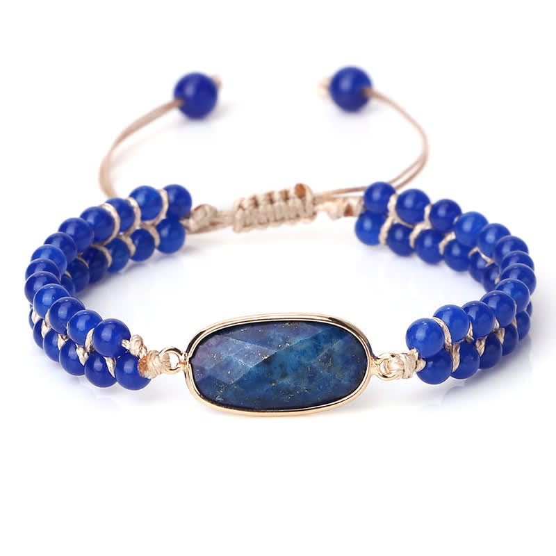Bracciale di perline intrecciate a doppia fila in pietra naturale Olivenorma 