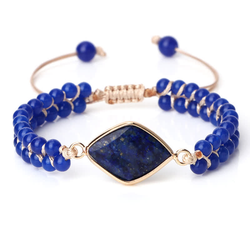 Bracciale di perline intrecciate a doppia fila in pietra naturale Olivenorma 