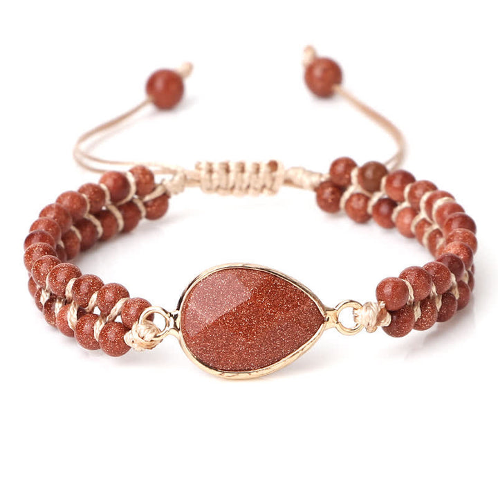 Bracciale di perline intrecciate a doppia fila in pietra naturale Olivenorma 