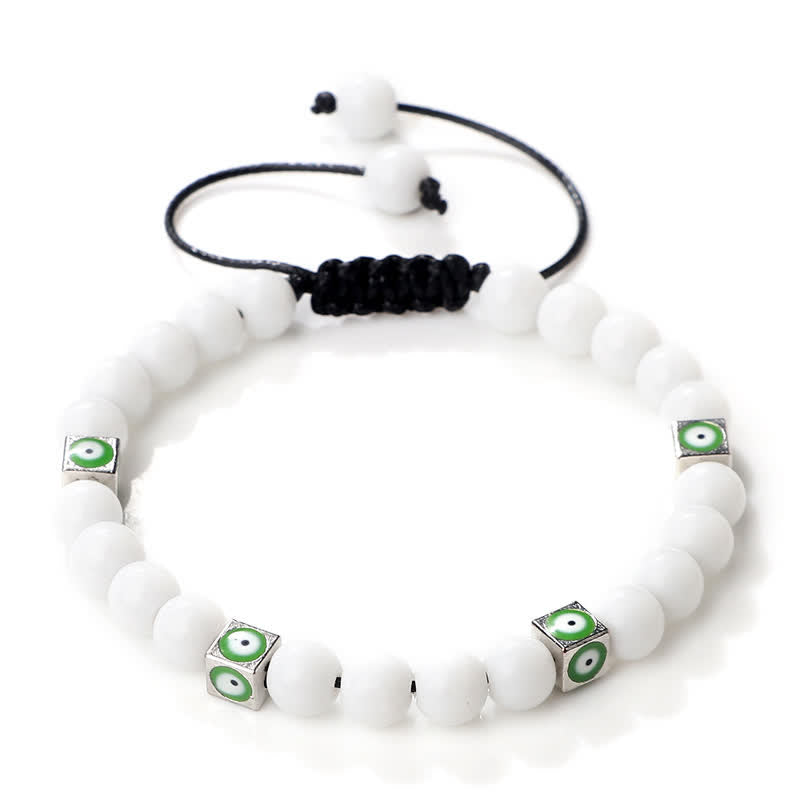 Braccialetto intrecciato con perline di cristallo naturale anti-malocchio Olivenorma 