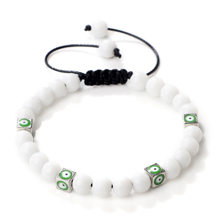 Braccialetto intrecciato con perline di cristallo naturale anti-malocchio Olivenorma 