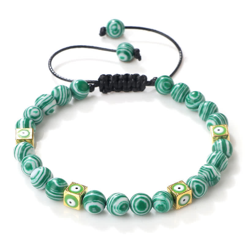 Braccialetto intrecciato con perline di cristallo naturale anti-malocchio Olivenorma 