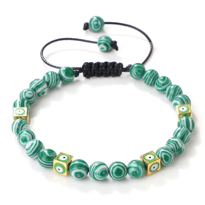 Braccialetto intrecciato con perline di cristallo naturale anti-malocchio Olivenorma 