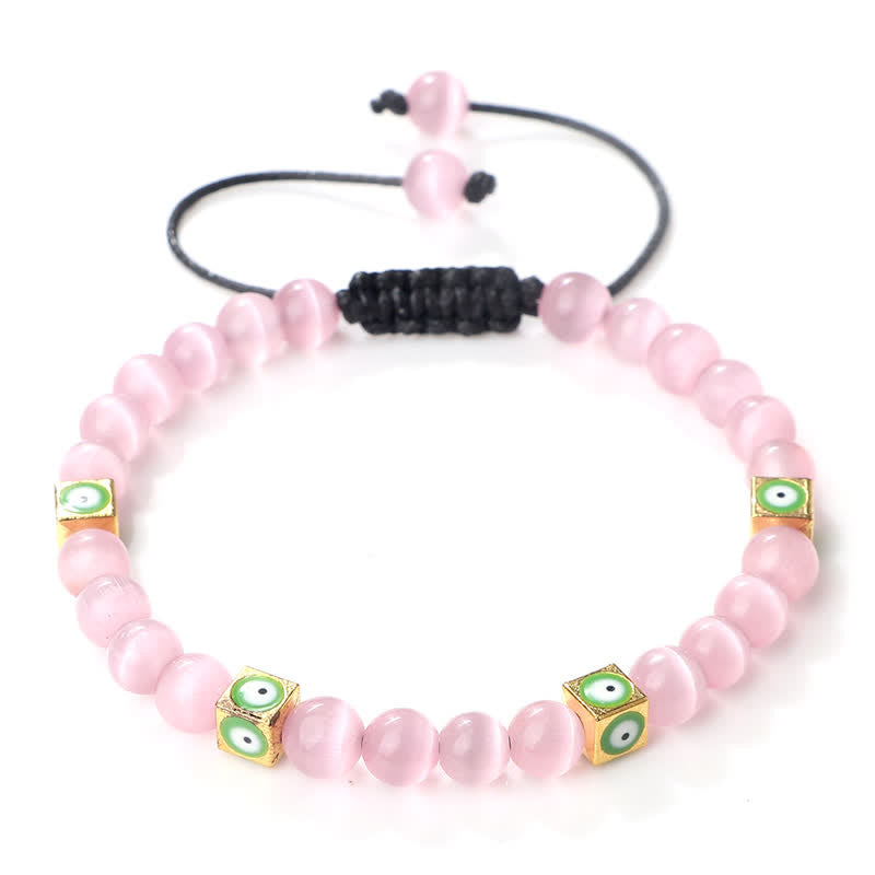 Braccialetto intrecciato con perline di cristallo naturale anti-malocchio Olivenorma 