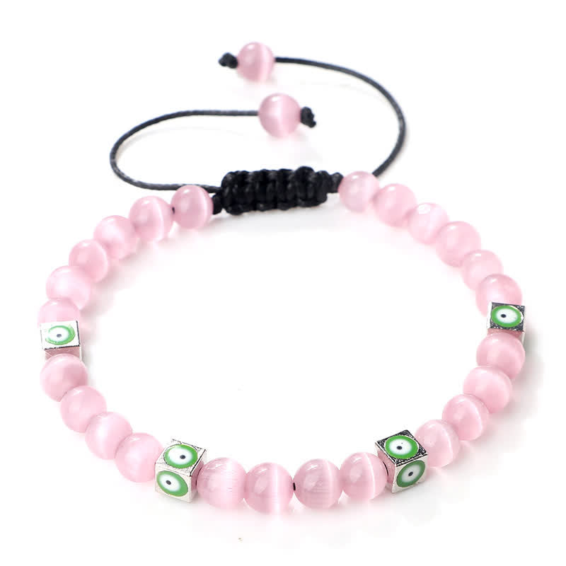 Braccialetto intrecciato con perline di cristallo naturale anti-malocchio Olivenorma 