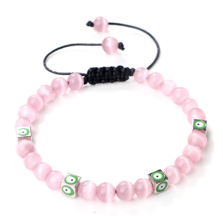 Braccialetto intrecciato con perline di cristallo naturale anti-malocchio Olivenorma 