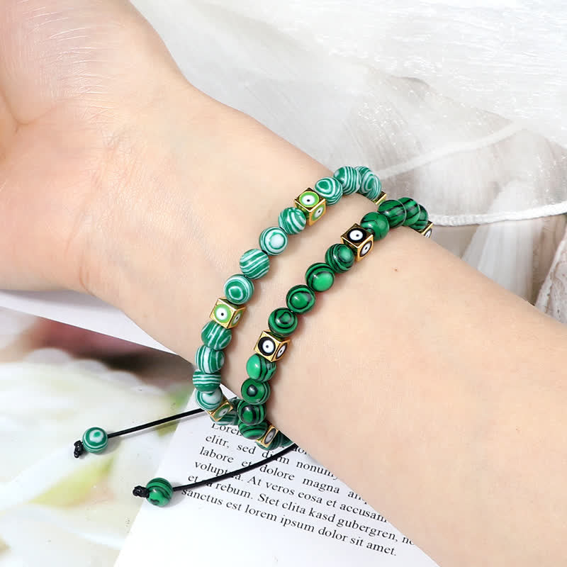 Braccialetto intrecciato con perline di cristallo naturale anti-malocchio Olivenorma 