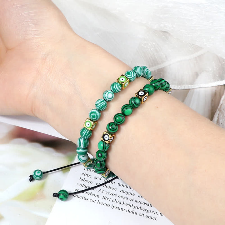 Braccialetto intrecciato con perline di cristallo naturale anti-malocchio Olivenorma 