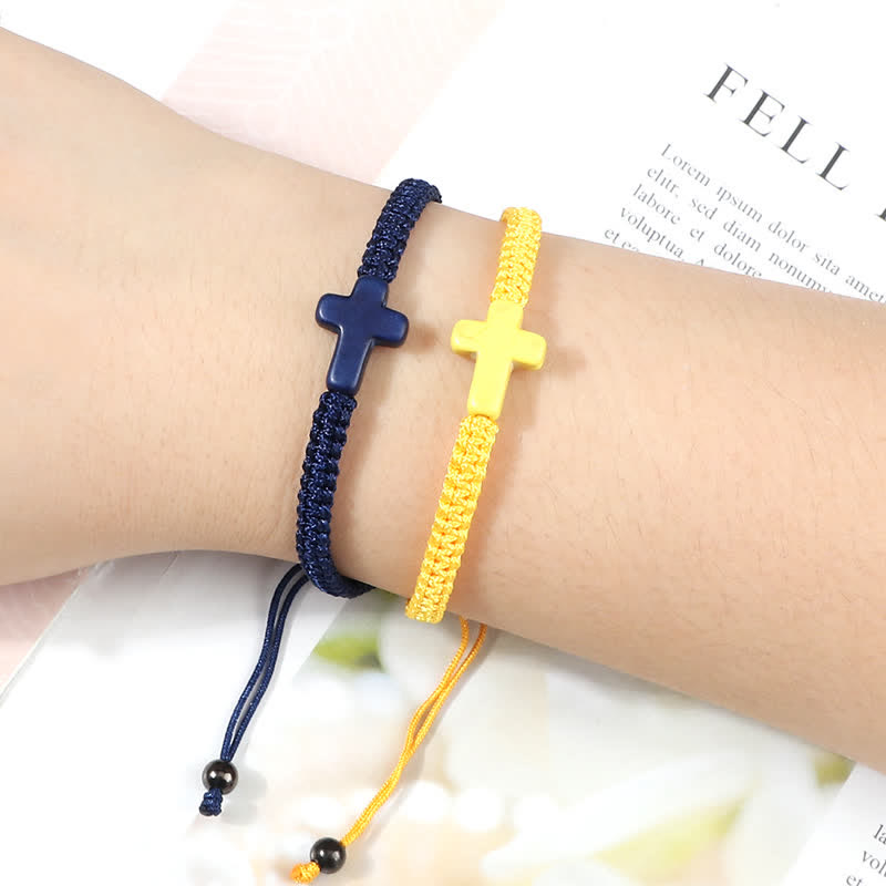 Bracciale intrecciato con ciondolo a croce turchese Olivenorma 