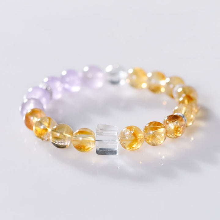 Bracciale Olivenorma con perline di ametista e citrino da 9,5 mm 