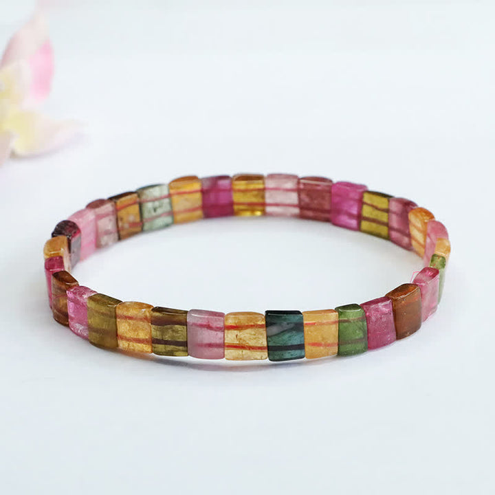 Braccialetto di perline quadrate in tormalina naturale Olivenorma