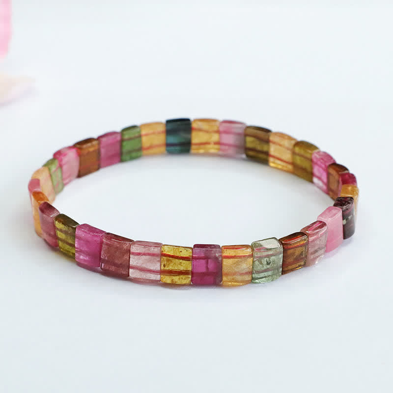 Braccialetto di perline quadrate in tormalina naturale Olivenorma