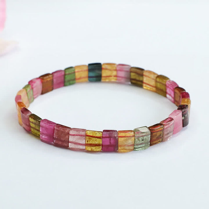 Braccialetto di perline quadrate in tormalina naturale Olivenorma