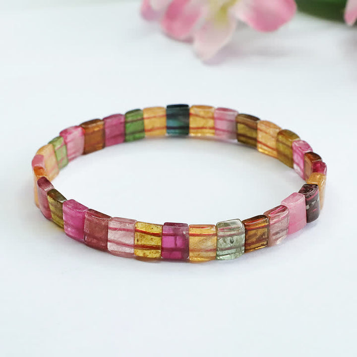 Braccialetto di perline quadrate in tormalina naturale Olivenorma