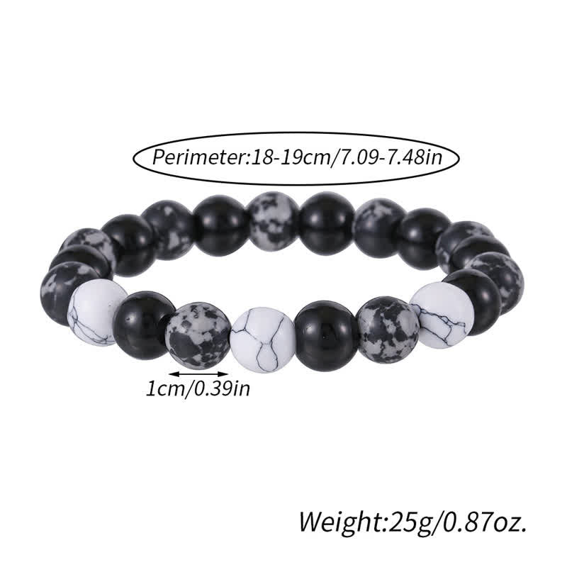 Olivenorma Braccialetto con perline di turchese bianco ossidiana fiocco di neve da 10 mm