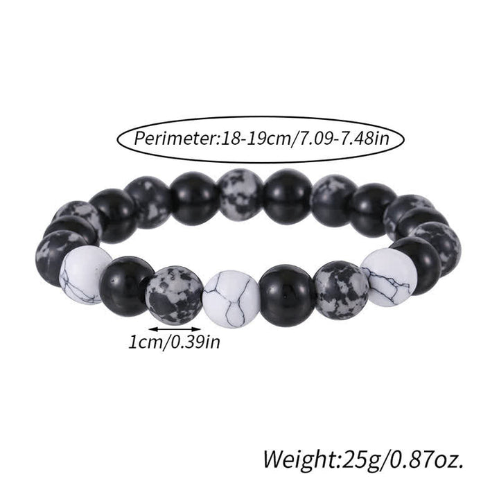 Olivenorma Braccialetto con perline di turchese bianco ossidiana fiocco di neve da 10 mm