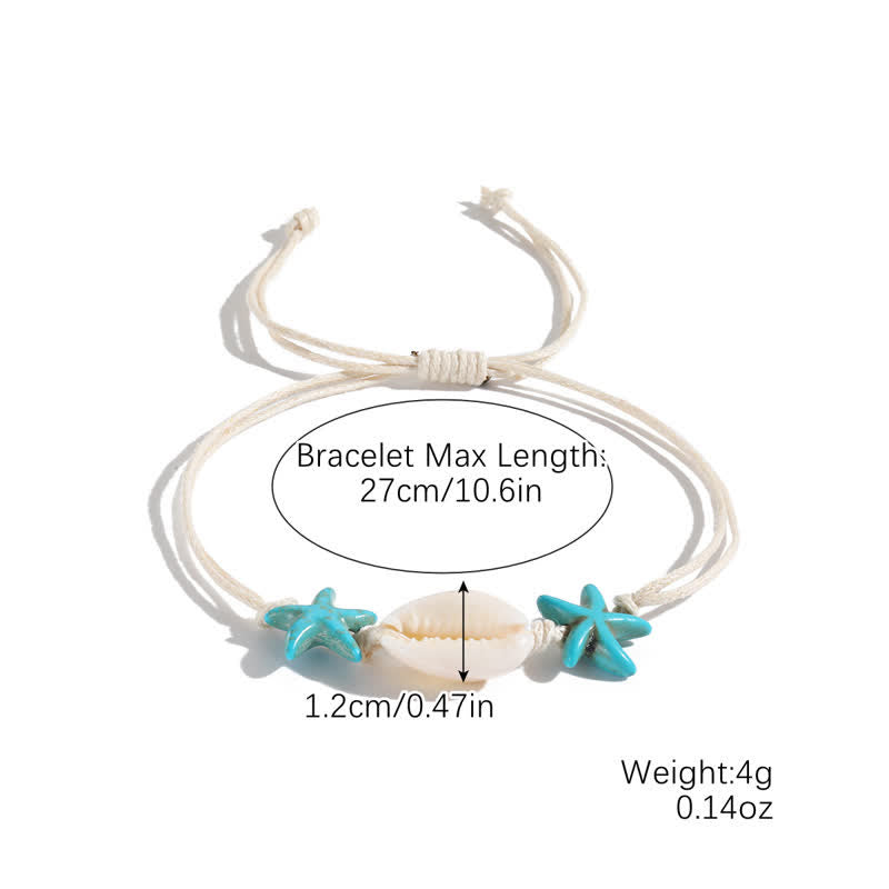 Olivenorma Bracciale da spiaggia con ciondolo a forma di tartaruga e stella marina turchese bianco - Stella marina turchese - image 4