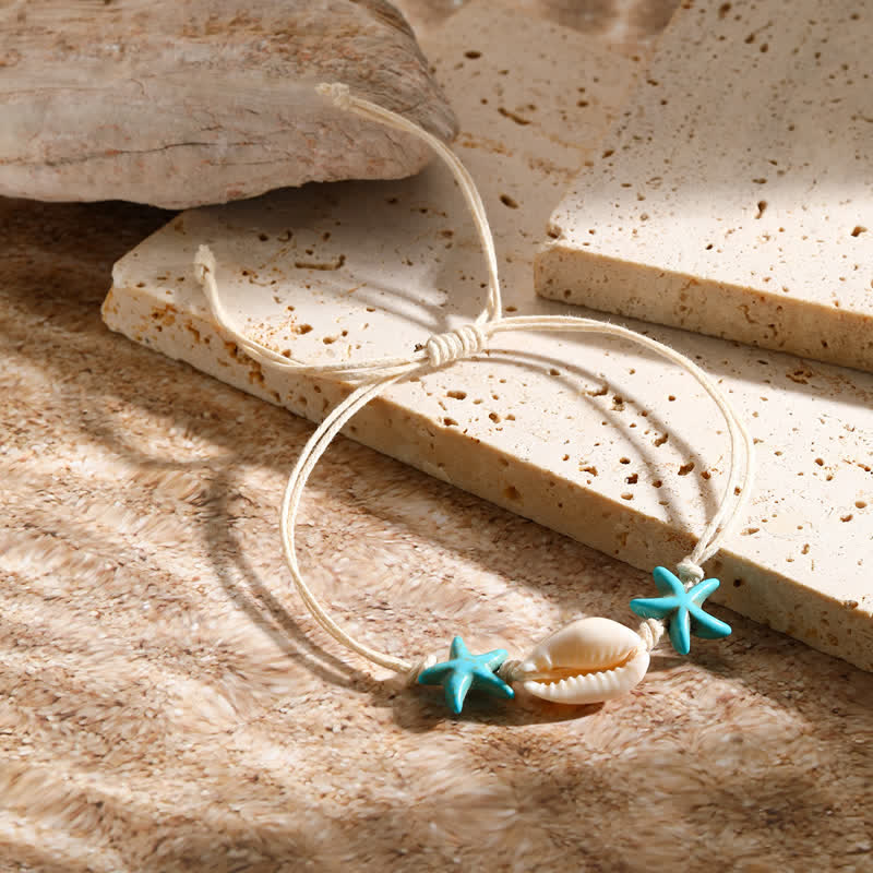 Olivenorma Bracciale da spiaggia con ciondolo a forma di tartaruga e stella marina turchese bianco - image 6