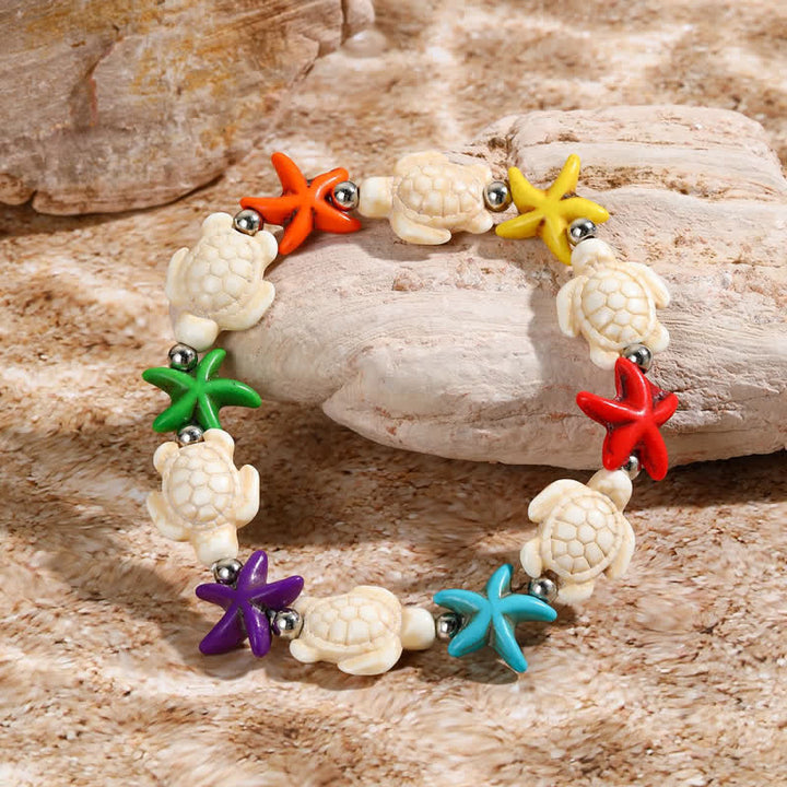 Olivenorma Bracciale da spiaggia con ciondolo a forma di tartaruga e stella marina turchese bianco - image 20