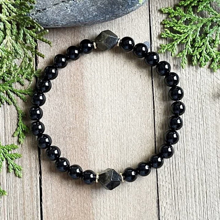 Bracciale Olivenorma in perle di ossidiana da 8 mm 