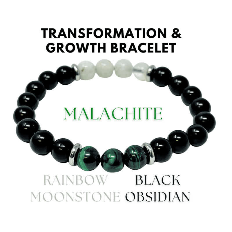 Bracciale Olivenorma con perline di ossidiana, malachite e pietra di luna 