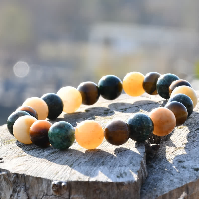 Bracciale Olivenorma Sun Stone con perline di occhio di tigre turchese africano