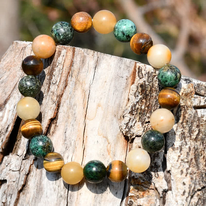 Bracciale Olivenorma Sun Stone con perline di occhio di tigre turchese africano