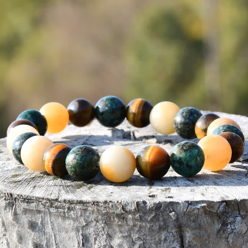 Bracciale Olivenorma Sun Stone con perline di occhio di tigre turchese africano
