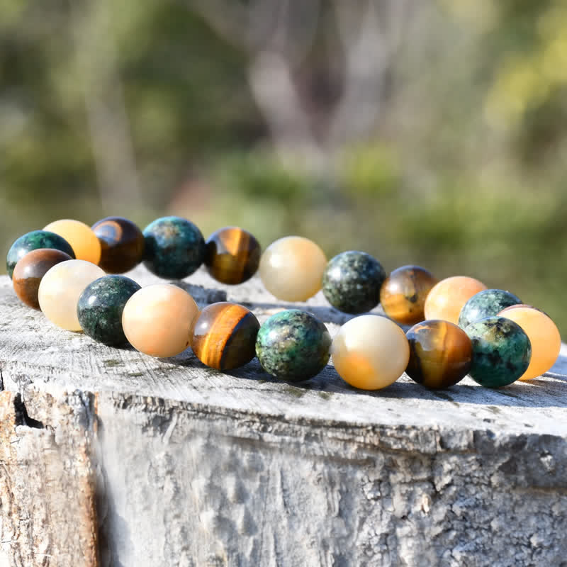 Bracciale Olivenorma Sun Stone con perline di occhio di tigre turchese africano