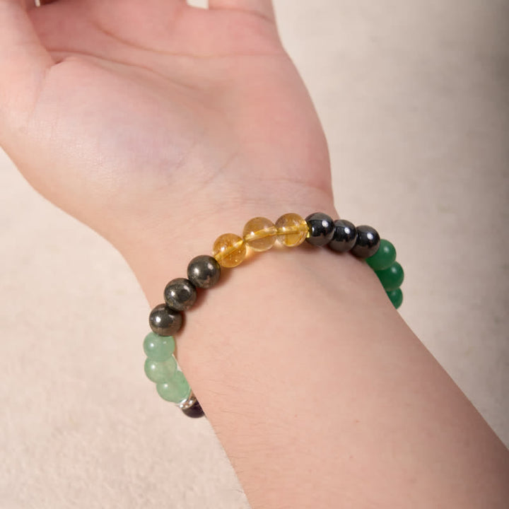 Bracciale Olivenorma con perline di ematite, avventurina verde, ametista e citrino 