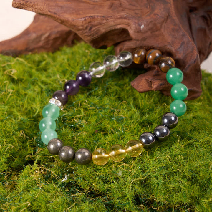 Bracciale Olivenorma con perline di ematite, avventurina verde, ametista e citrino 