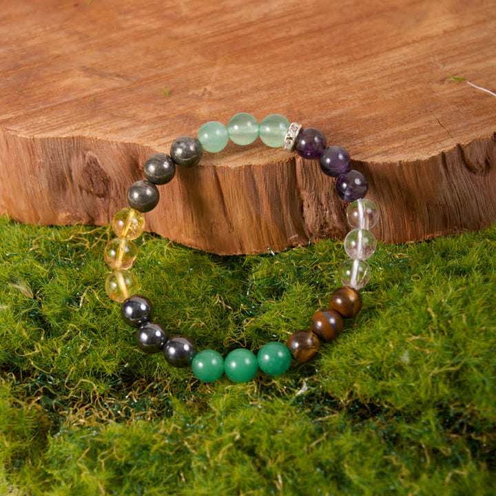 Bracciale Olivenorma con perline di ematite, avventurina verde, ametista e citrino 