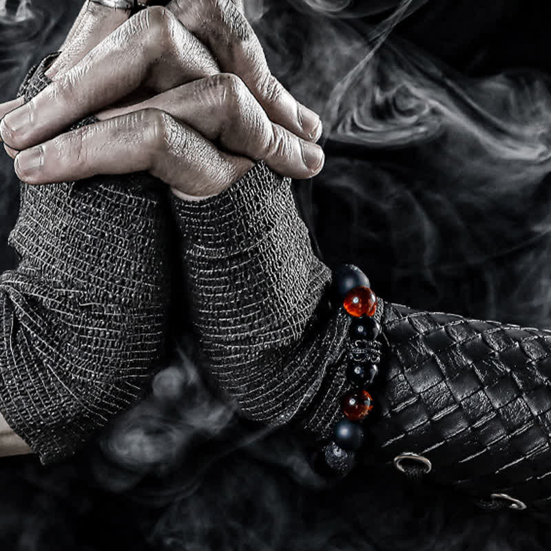 Bracciale Olivenorma "Lord Black Warrior" con perline di cristallo naturale 