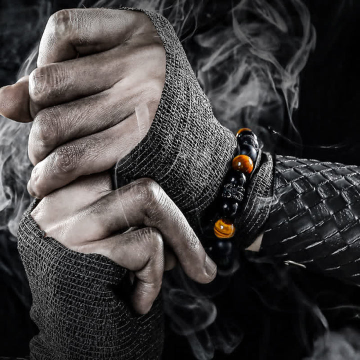 Bracciale Olivenorma "Lord Black Warrior" con perline di cristallo naturale 