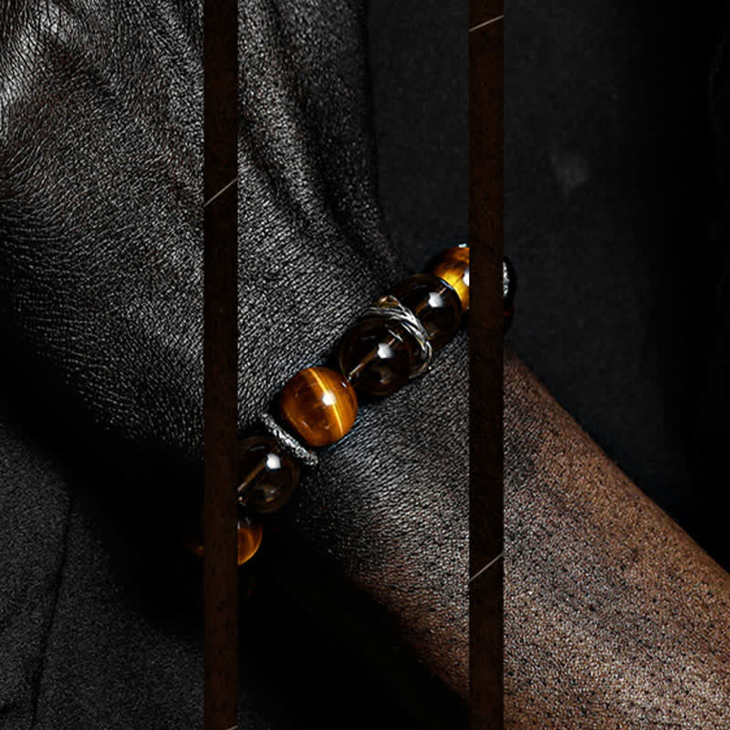 Braccialetto di perline di occhio di tigre naturale "Occhio della visione" Olivenorma 