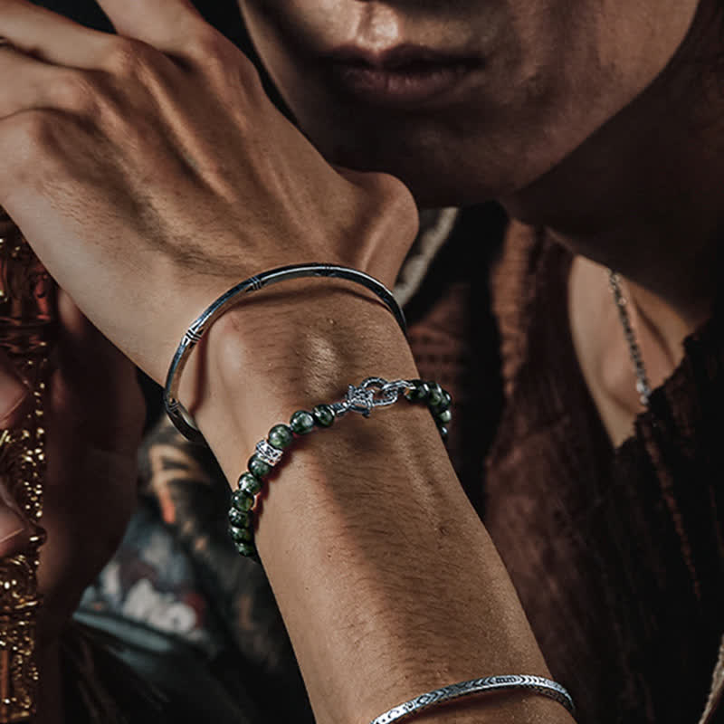 Braccialetto di perline di serafinite naturale "Quiet" Olivenorma 