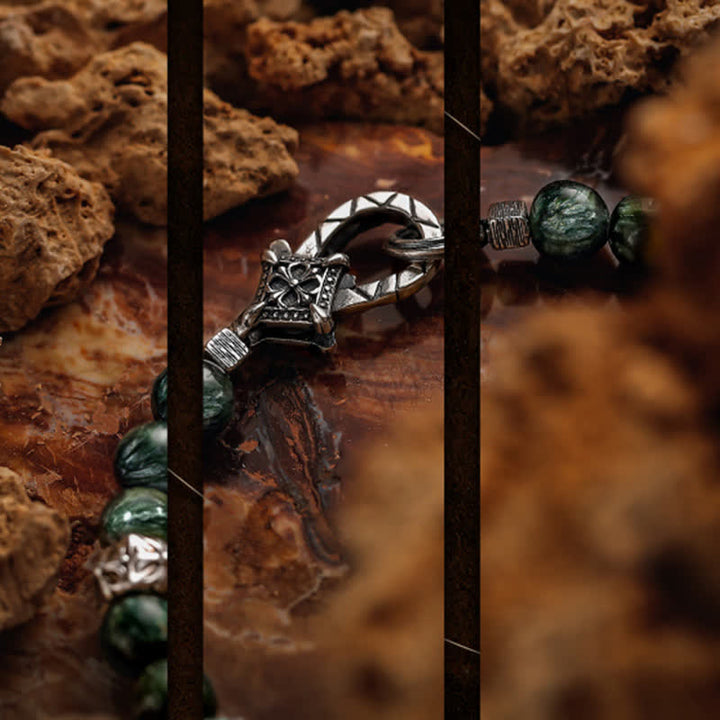 Braccialetto di perline di serafinite naturale "Quiet" Olivenorma 